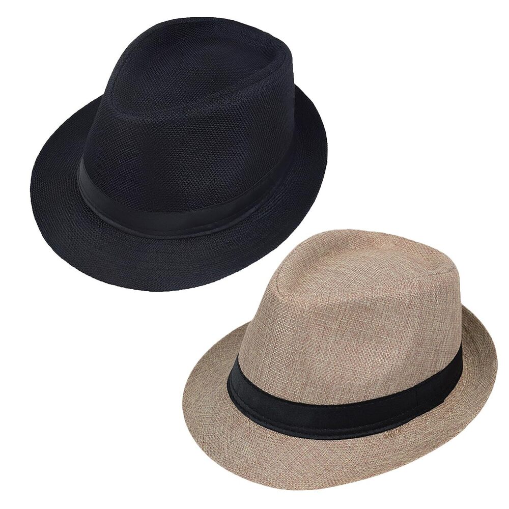 1406 Classic Unisex Panama Fedora Hat Short Brim Summer Beach Style US